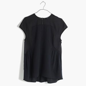 Madewell Silk Panel top(black horizonline blouse)
